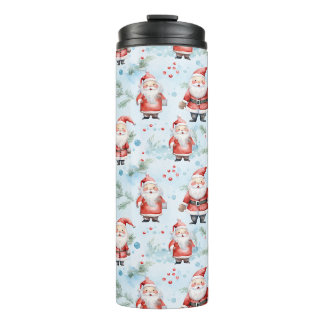 Festive Santa Claus Christmas Pattern Thermal Tumbler