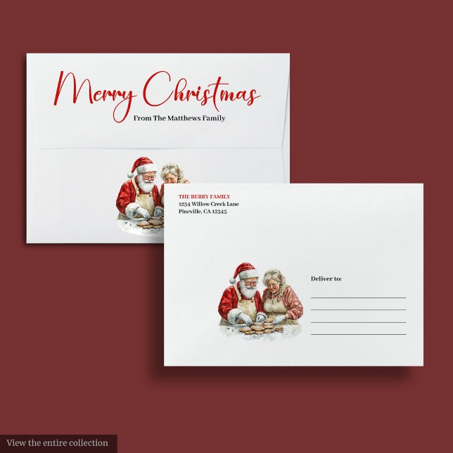 Festive Santa Claus Classic Red White Holiday  Envelope (Festive Santa Claus Classic Red White Holiday Envelope)