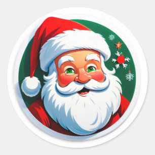 Festive Santa Claus Face Classic Round Sticker
