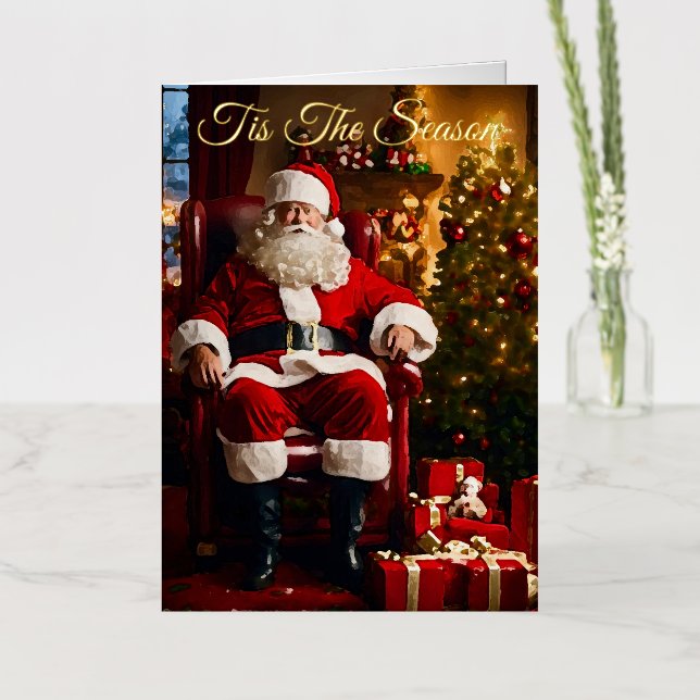 Festive Santa Claus Foil Greeting Card (Flower)