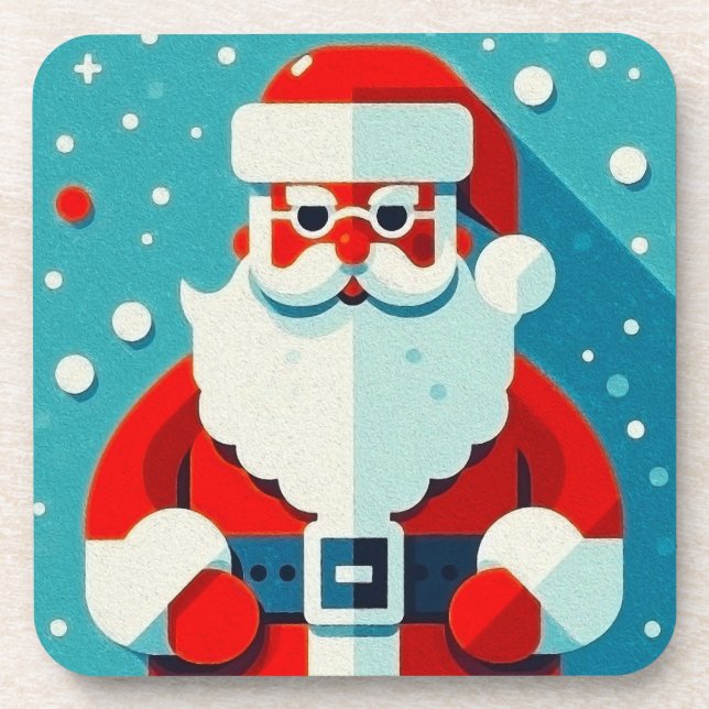 Festive Santa Claus Hard plastic coaster (Front)