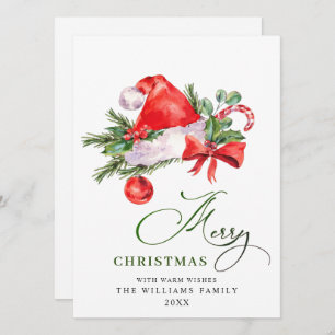 Festive Santa Claus Hat Christmas Greeting Holiday Card