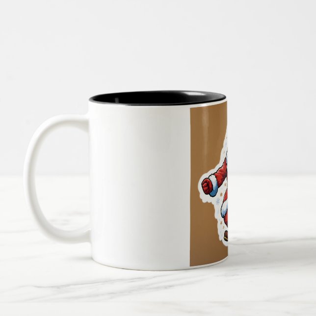 "Festive Santa Claus Mug" Two-Tone Coffee Mug (Left)