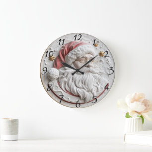 Festive Santa Claus ornament brings holiday cheer Large Clock