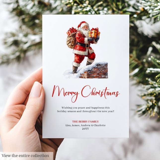 Festive Santa Claus Red Green Holiday Greeting  (Festive Santa Claus Red Green Holiday Greeting Card)