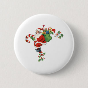 Festive Santa Claus retro Christmas vintage 6 Cm Round Badge