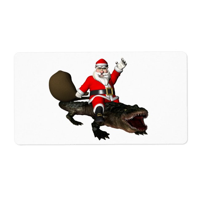 Festive Santa Claus Riding An Alligator (Front)