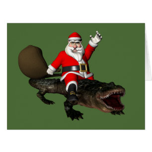 Festive Santa Claus Riding An Alligator