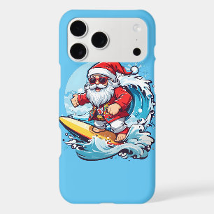 Festive Santa Claus Surfing Christmas Waves
