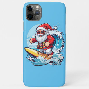 Festive Santa Claus Surfing Christmas Waves iPhone 11 Pro Max Case