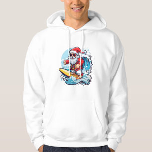 Festive Santa Claus Surfing Christmas Waves Hoodie