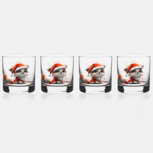 Festive Santa Claus Whiskey Glasses - Set of 4 (Front)