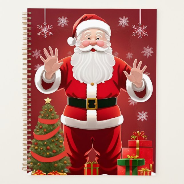 Festive Santa Claus with Christmas Tree Planner (Front)