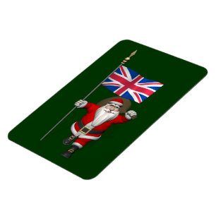 Festive Santa Claus With Flag Of The UK Magnet