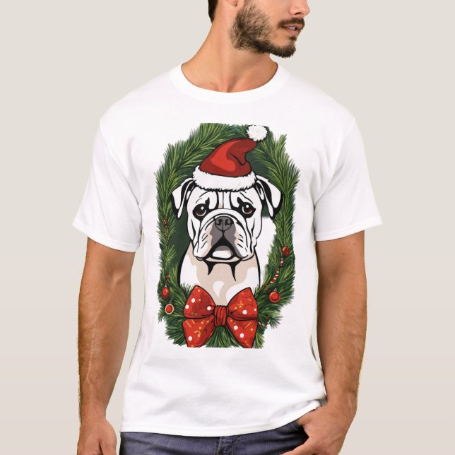  Festive Santa Dog T-Shirt – Perfect for Dog Lover (Front)