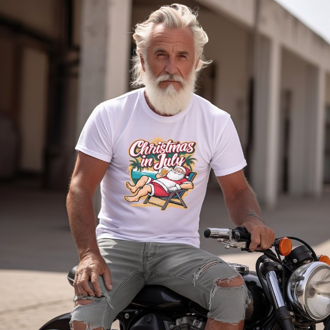 Festive Santa Enjoying Beer in July T-Shirt (Creator Uploaded)