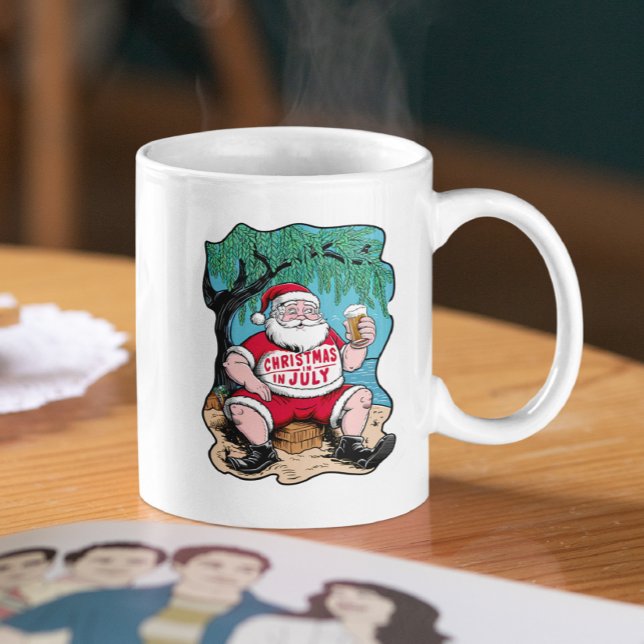Festive Santa Enjoying Beer Under Tree Coffee Mug (Creator Uploaded)