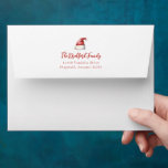 Festive Santa Hat Christmas Envelope<br><div class="desc">Festive watercolor Santa hat,  Christmas envelope with return address and red holiday stripe pattern lining.</div>