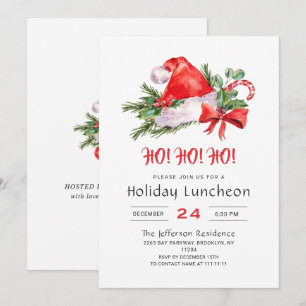 Festive Santa Hat Holiday Luncheon Christmas Party Invitation