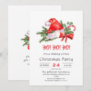 Festive Santa Hat Merry Christmas Little Party Invitation