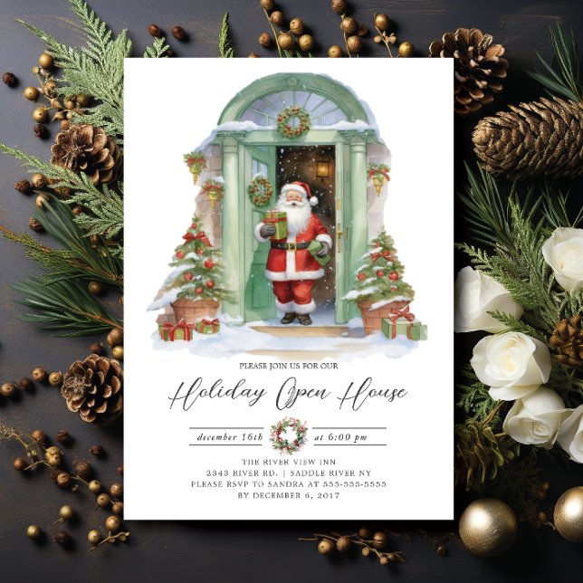 Festive Santa Holiday Open House  Invitation (Creator Uploaded)
