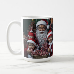 Festive Santa & Kids Christmas Coffee Mug
