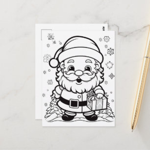Festive Santa kids colouring  Postcard