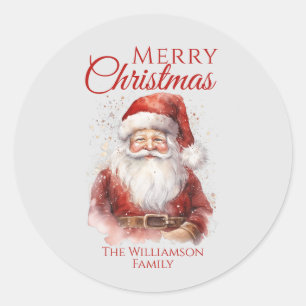 Festive Santa Merry Christmas  Classic Round Sticker