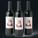 Festive Santa Merry Christmas  Wine Label<br><div class="desc">A beautiful festive Holiday Season  Christmas bottle label comprising of an cartoon illustration of  a jolly Father Christmas ( santa)  All text can be customised ,  then personalise by adding your business company name or family name.Makes a great gift for    your customers,  employees staff family and friends.</div>