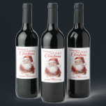 Festive Santa Merry Christmas  Wine Label<br><div class="desc">A beautiful festive Holiday Season  Christmas bottle label comprising of an cartoon illustration of  a jolly Father Christmas ( santa)  All text can be customised ,  then personalise by adding your business company name or family name.Makes a great gift for    your customers,  employees staff family and friends.</div>