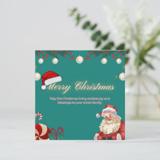 Festive Santa & Ornaments Christmas Holiday Card