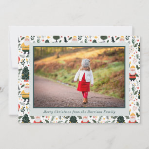 Festive Santa Pattern Christmas Photo Holiday Card