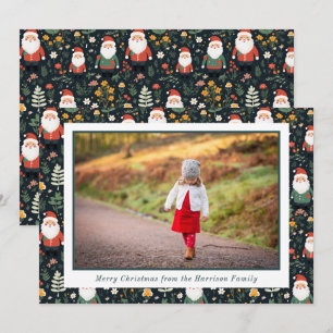 Festive Santa Pattern Christmas Photo Holiday Card