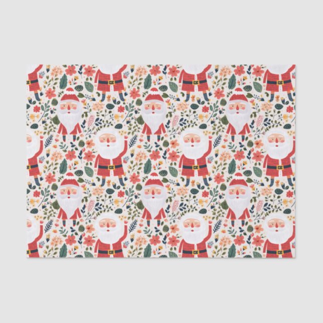 Festive Santa Pattern Tissue Paper (Front)