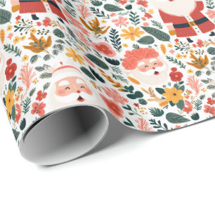 Festive Santa Pattern Wrapping Paper