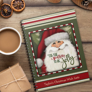 Festive Santa Red Green Christmas Kid’s Wish List Notebook