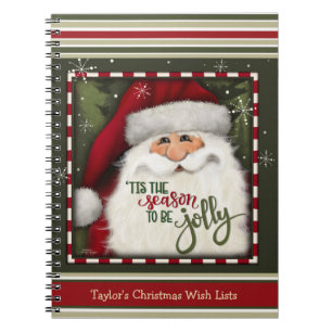 Festive Santa Red Green Christmas Kid’s Wish List Notebook