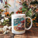 Festive Santa Relaxing on Beach Coffee Mug<br><div class="desc">A jolly cartoon Santa Claus is sitting in a beach chair,  holding a beer,  taking a break from Christmas festivities in July.</div>