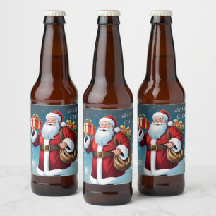 Festive Santa’s Cheers Merry Christmas Holiday Beer Bottle Label