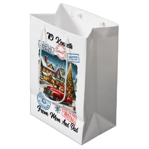 Festive Santa Sack by the Tree Medium Gift Bag