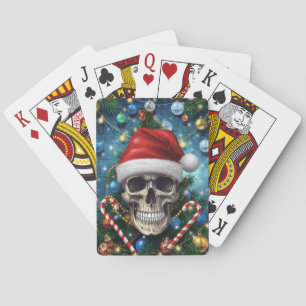 Festive Santa Skull Playing Cards