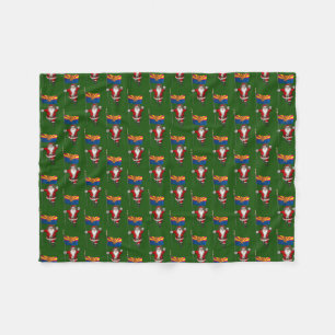 Festive Santa With Ensign Of Arizona Fleece Blanket