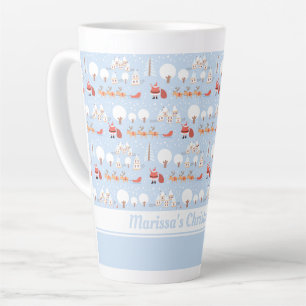 Festive Santa's Christmas Village and Fun Reindeer Latte Mug