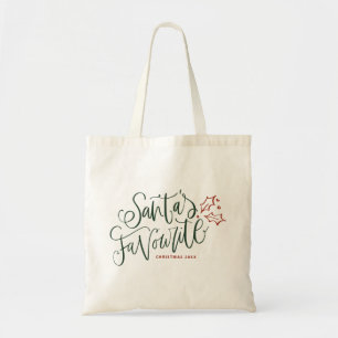 Festive Santa's Favourite Christmas Lettering Tote Bag
