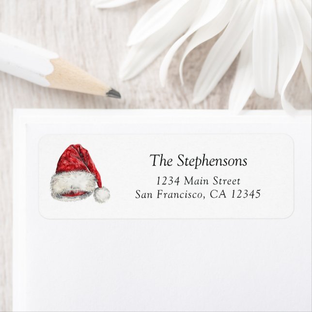 Festive Santa's Hat Christmas Tree Return Address Label (Insitu)