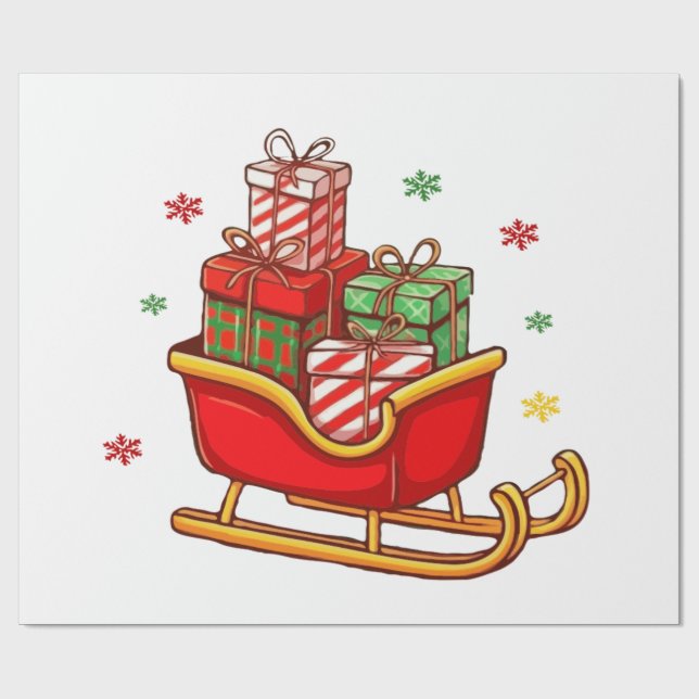 Festive Santa's Sleigh Full of Christmas Presents Wrapping Paper (Flat)