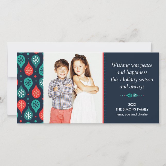 Festive Scandinavian Folk Art Holiday Photo Card (Front)