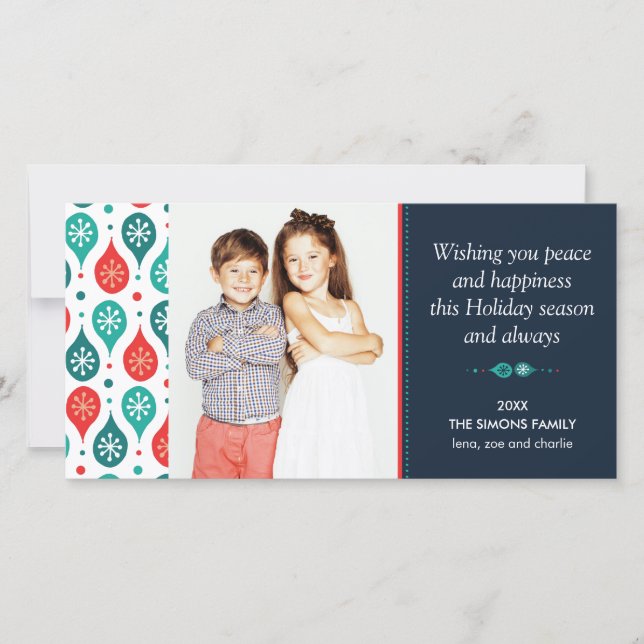 Festive Scandinavian Folk Art Holiday Photo Card (Front)