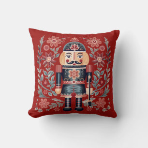 Festive Scandinavian Folk Art Soldier  Christmas Cushion