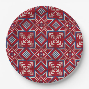 Festive Scandinavian Sweater Pattern Paper Plate